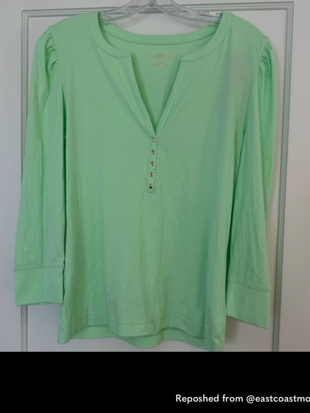 NWT Lilly Pulitzer Pistachio Green Henley Long Sleeve Marlie Knit Top - Picture 3 of 4